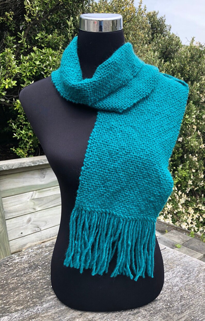 Jade green possum merino handwoven scarf | Etsy