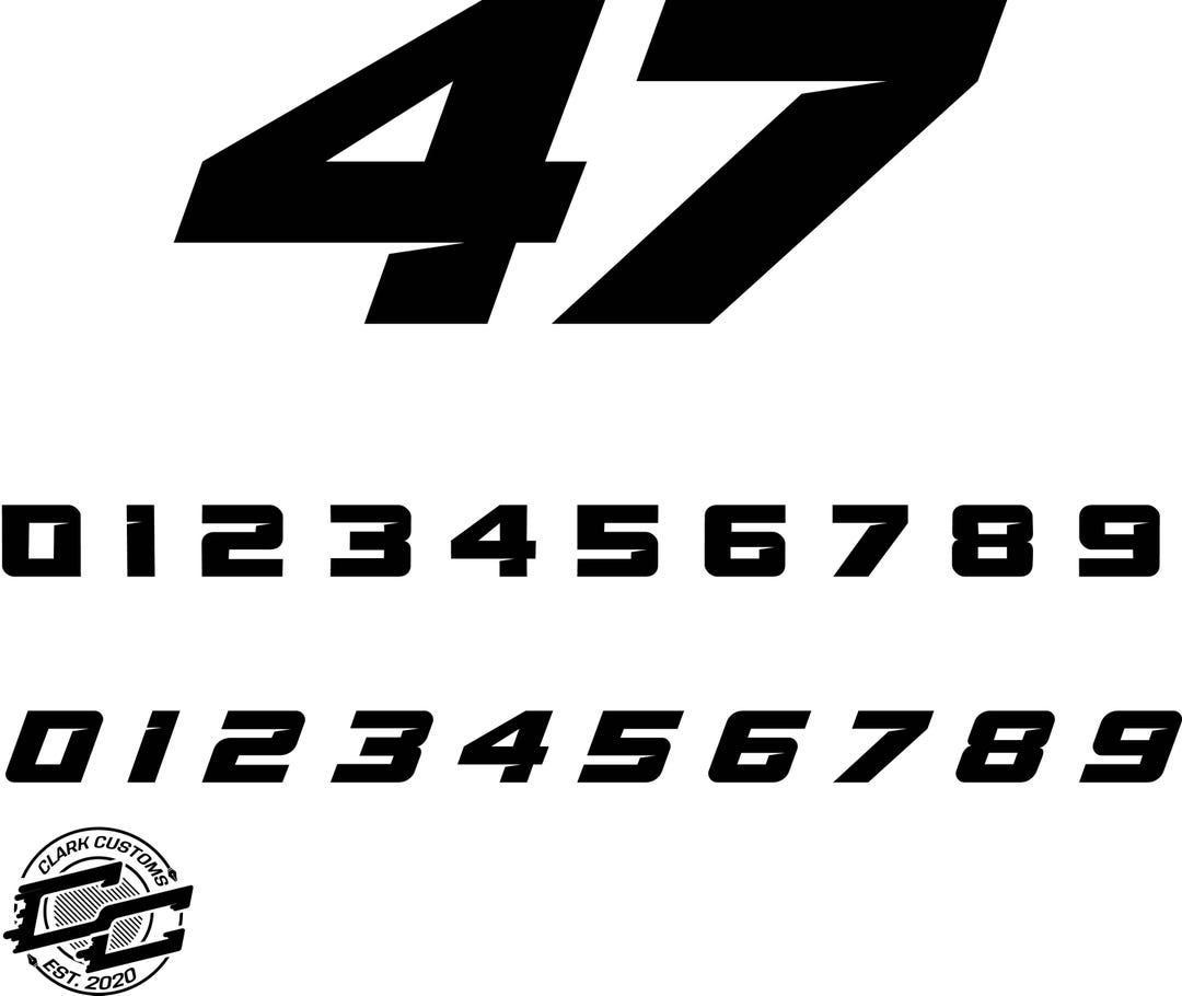 Edgy Racing Number Font - Etsy
