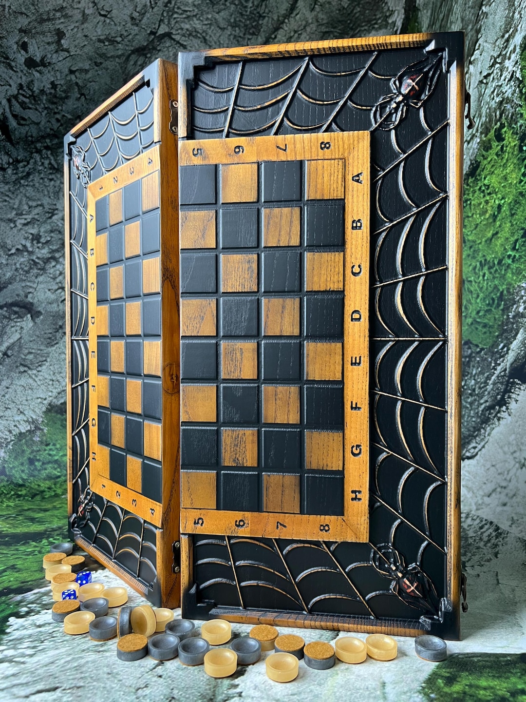 ヴィンテージ木製バックギャモンボード - ゲームナイトの目玉となる
