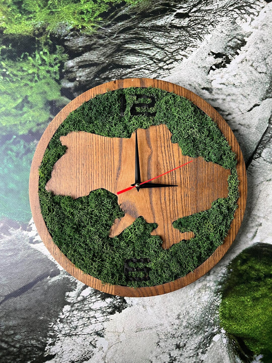 Moss and Wood Wall Art, Natural Wood & Moss Wall Decor for Home, Rustic ...