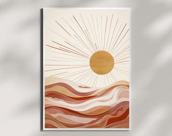 Poster Sunset Pink Beach Sea