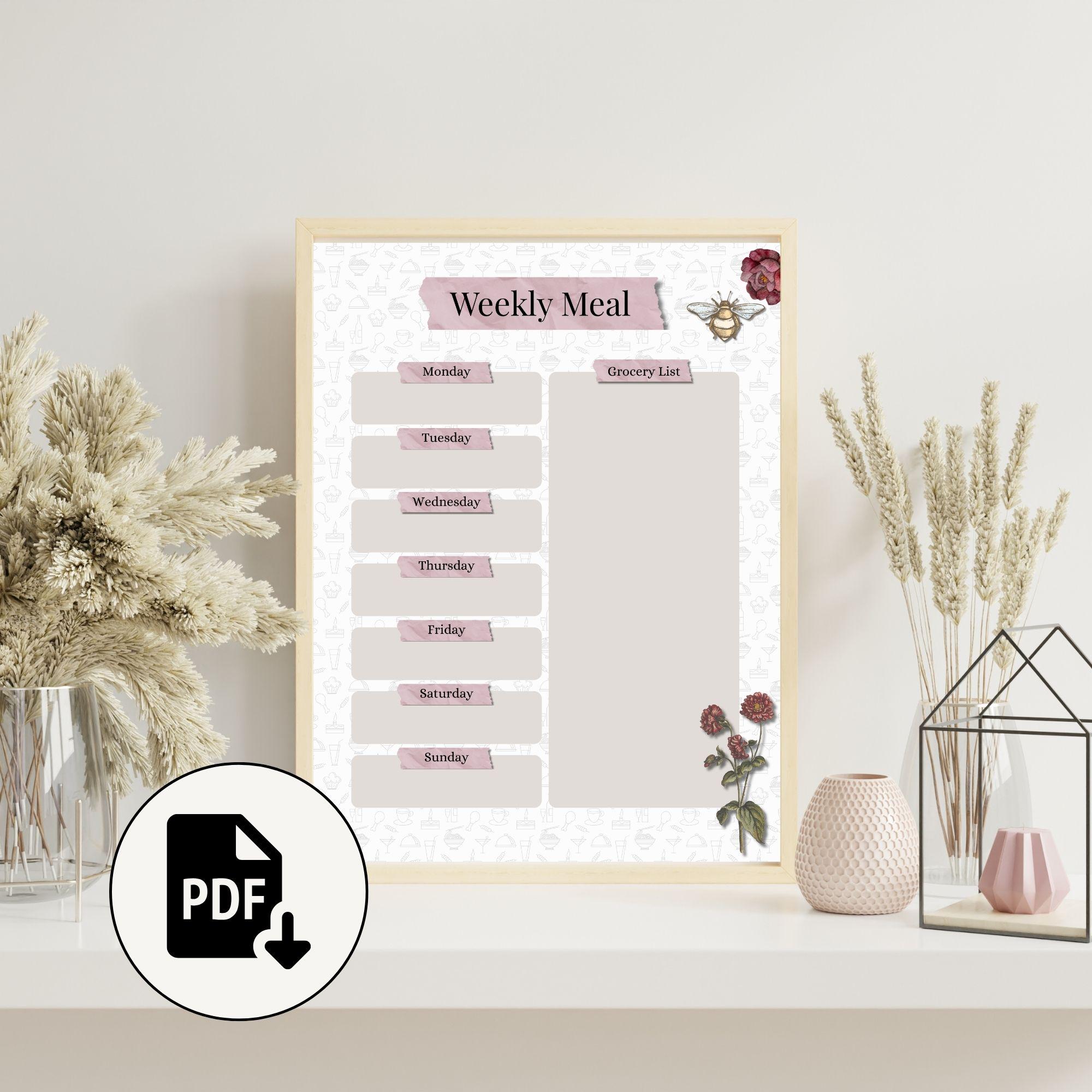 Weekly Meal Planner – Printable PDF for Meal Planning and Grocery Lists ...