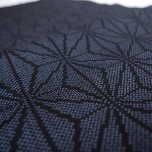 Vintage Japanese Kimono Tsumugi Silk Fabric: Indigo Asanoha Hemp Leaf Pattern, Quilting Textile