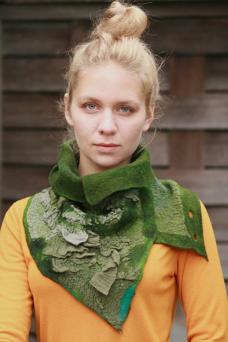 Nuno felted scarves Felted Scarf Felt Cowl Organic Etsy