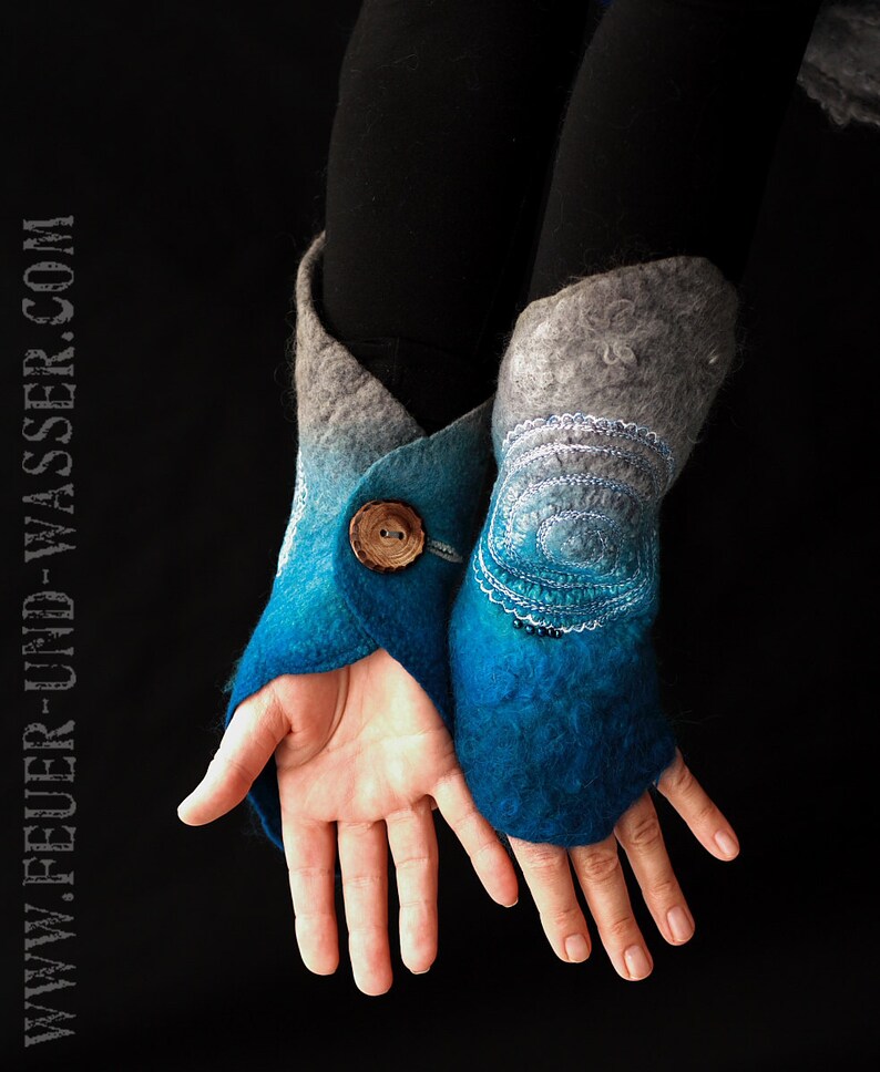 Felted Cuffs Felted gloves wool fingerless gloves Felt Etsy