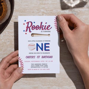 Rookie of the year first birthday Baseball Invitation Baseball Birthday invitation First year down Rookie year first birthday 1st birthday