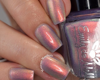 Shimmer nail polish - Light The Way -  A pale nail polish with copper / gold / green aurora shimmer.