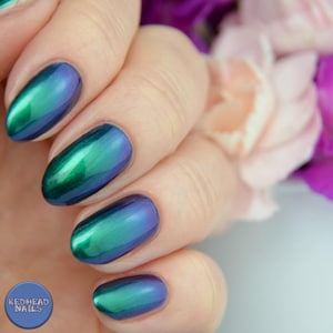 Multichrome nail polish - Shallow Depths - A green / blue / purple multichrome polish.