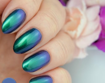 Multichrome nail polish - Shallow Depths - A green / blue / purple multichrome polish.