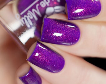 Shimmer polish - Way Too Far - A purple nail polish with a subtle copper / gold  / green shifting aurora shimmer.