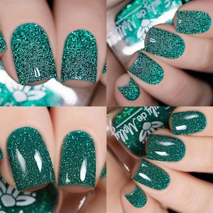 Nail polish - True Colours -  A deep emerald green reflective glitters nail polish