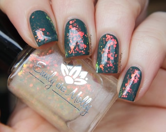 Glitter nail polish - All the Feelings - An iridescent glitter polish with orange to green shifting iridescent glitter.