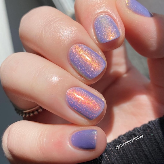 Nail Polish Get in Line A Light Purple Nail Polish With a Pink / Orange /  Gold / Green Shifting Aurora Shimmer. 