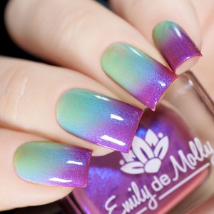 Thermal Nail Polish - Check It - A green / purple heat reactive nail polish