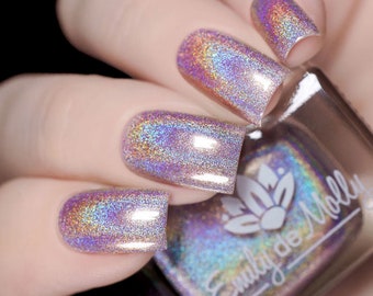 Holographic nail polish - Holding Onto Hope - A very pale dusty pink holo nail polish.