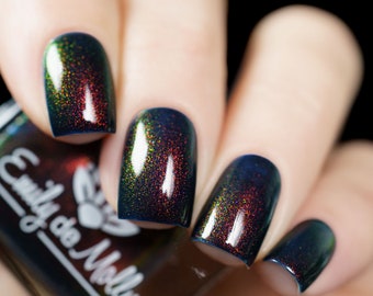 Nail polish - "Lost Souls" A deep navy base with a copper / gold /  green shifting aurora shimmer.