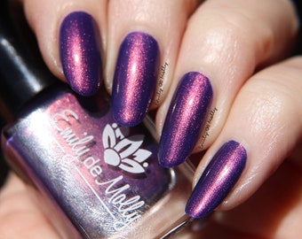 Shimmer nail polish - Cannot Relate - A deep purple nail polish with a copper shimmer.