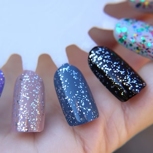 Glitter topper nail polish - Moonsongs - silver glitter nail polish