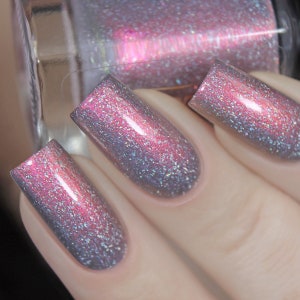 Nail polish - "Romancer" A light grey polish with pink to gold shimmer