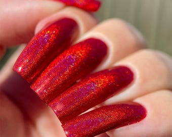 Nail polish - "Wrong side of Heaven" Red linear holographic polish