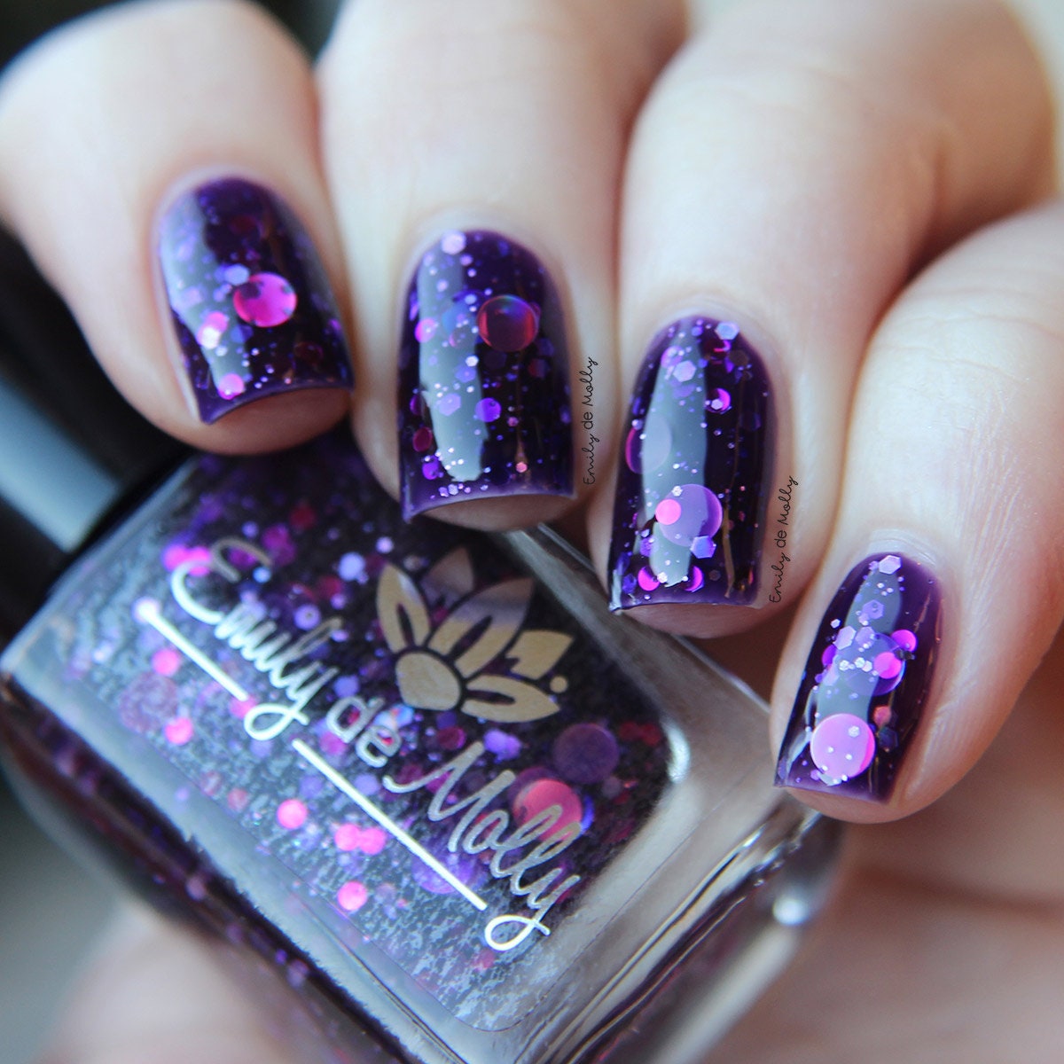 Nail polish - "Cosmic Forces 2.0" violet holographic dot gl…