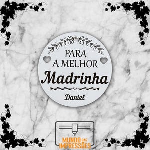 Personalized Souvenir for Godmother/Godfather in Wood - Round with Name