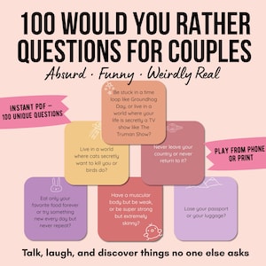 ¿Qué Prefieres? para Parejas – 100 Preguntas / Divertido Juego Imprimible para Citas y Aniversarios