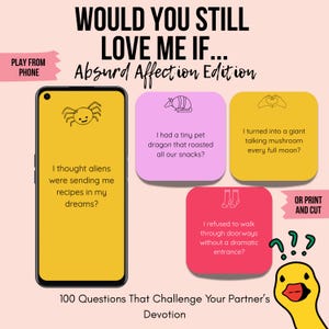 Fragenspiel für Paare – Würdest du mich immer noch lieben, wenn... – Absurd Affection Edition – Lustige Gesprächskarten für kreative Date Nights