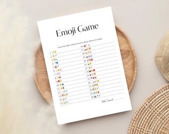 Babyshower Emoji Pictionary spel, printbare minimalistische feestactiviteit