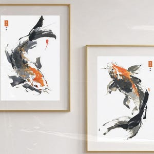 Koi Fish Art Print Set: Minimalist Japanese Decor (Digital Download)