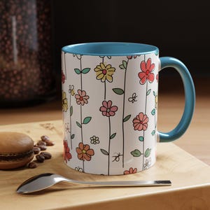 Floral Accent Coffee Mug - Colorful Nature Design