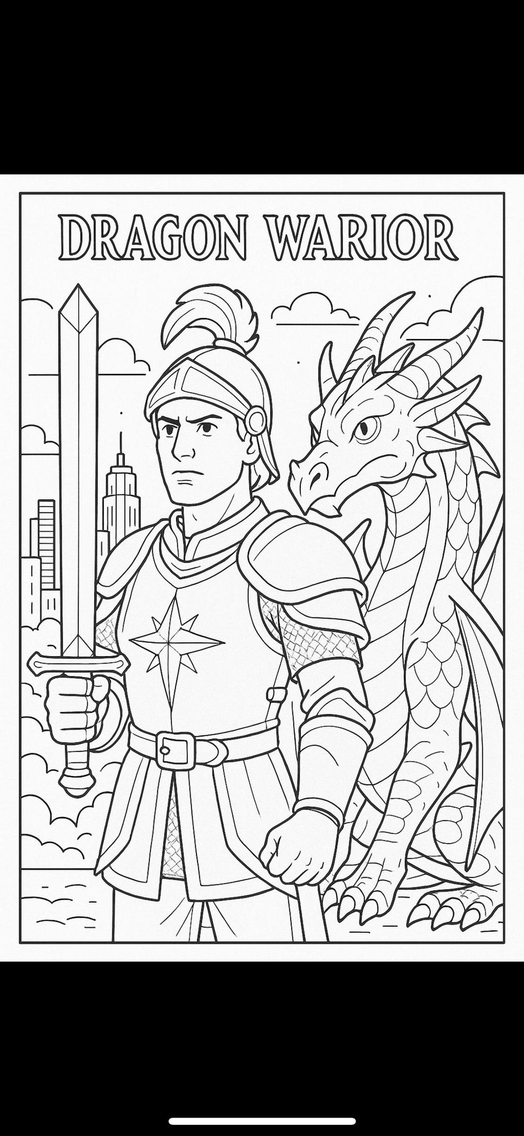 Dragon Warrior – Coloring Page Full of Fantasy and Adventure! - Etsy