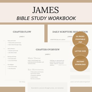 James Bible Study Workbook PDF | In-Depth Scripture Reflection Guide | Christian Printable Journal | Digital Download