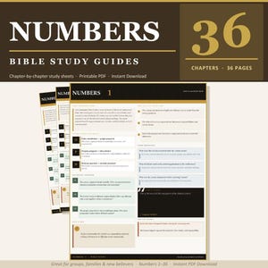 Numbers Bible Study Guide Printable | 36 Chapter Worksheets | Small Group Discussion Questions | Apologetics | Instant Download PDF