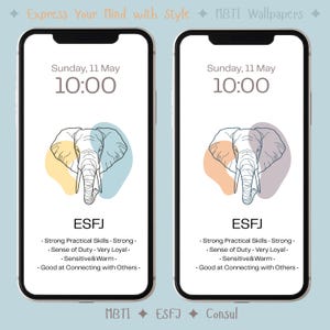 Sfondo per telefono MBTI-ESFJ - Download digitale della personalità del console - Design estetico minimalista con animali - 2 tonalità di colore