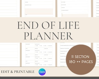 End of Life Planner Canva Template | Just in Case Emergency Planner | Printable PDF Life & Legacy Planner | Funeral Planning
