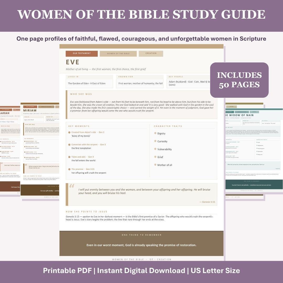 Women of the Bible Study Guide Printable, 50 Page Bible Women Summary ...