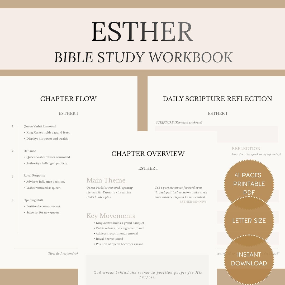 Esther Bible Study Workbook PDF | In-depth Scripture Reflection Guide ...