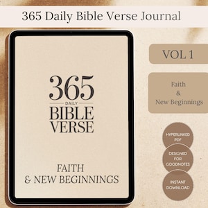 Daily Bible Journal | 365 Bible Verses Devotional |  Renewed Mind | Digital PDF for  GoodNotes | bible Planner
