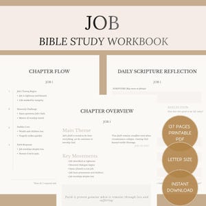 Job Bible Study Workbook PDF | In-Depth Scripture Reflection Guide | Christian Printable Journal | Old Testament Study | Digital Download