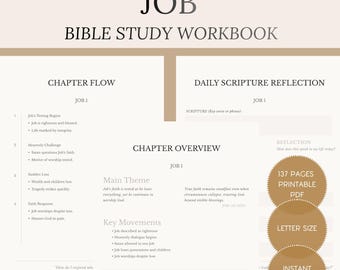 Job Bible Study Workbook PDF | In-Depth Scripture Reflection Guide | Christian Printable Journal | Old Testament Study | Digital Download