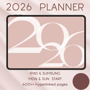 2026 Digital Planner • Minimal Pink, Hyperlinked (GoodNotes, Notability)