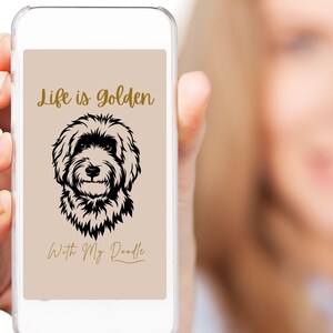 La vie est dorée avec My Doodle - Carte de fête des pères imprimable pour chien, cadeau Goldendoodle pour amoureux des chiens | Carte de voeux pour papa avec animal de compagnie à téléchargement immédiat