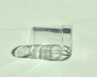 Slide de guitarra de vidrio transparente Barrel Bite / Cuello de botella hecho a mano / 4,8 cm de largo / 2,1 cm de diámetro interior / Labio intacto / Pared gruesa / Slides Delta Lizard