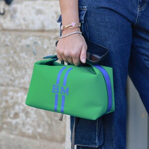 Bolsa de maquillaje Green Spring: bolsa de maquillaje de algodón hecha a mano, pequeña cartera con cremallera, organizador de viaje, regalo para ella.