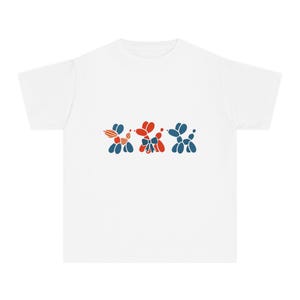 Kids Fourth of July Balloon Dog T-Shirt, Youth Tee Shirt, Patriotic Children&#39;s Top, Independence Day Clothing, Red White Blue Apparel