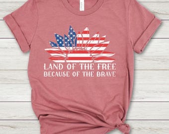 Sunflower American Flag T-Shirt: Patriotic 4th of July Tee