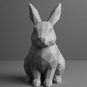 3D Animal Rabbit - Poly Bunny STL File – 3D Printable Geometric Rabbit Statue – Modern Minimalist Animal Figurine -Digital Download