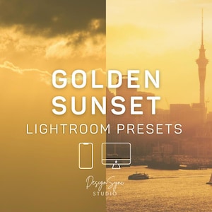 Golden Sunset Lightroom Presets | Warm Glow Filters | Mobile & Desktop | Instant Download