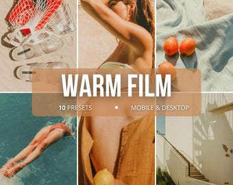 10 Warm Film Lightroom Presets | One-Click Vintage Filters for Mobile & Desktop